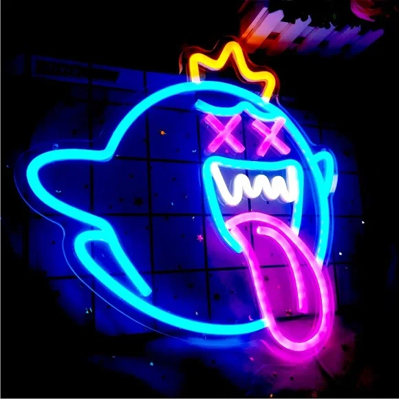 Boo Mario Kart Ghost Cartoon Video Game Neon Light LED Man Cave Kid/Teen Room - Picture 6 of 6